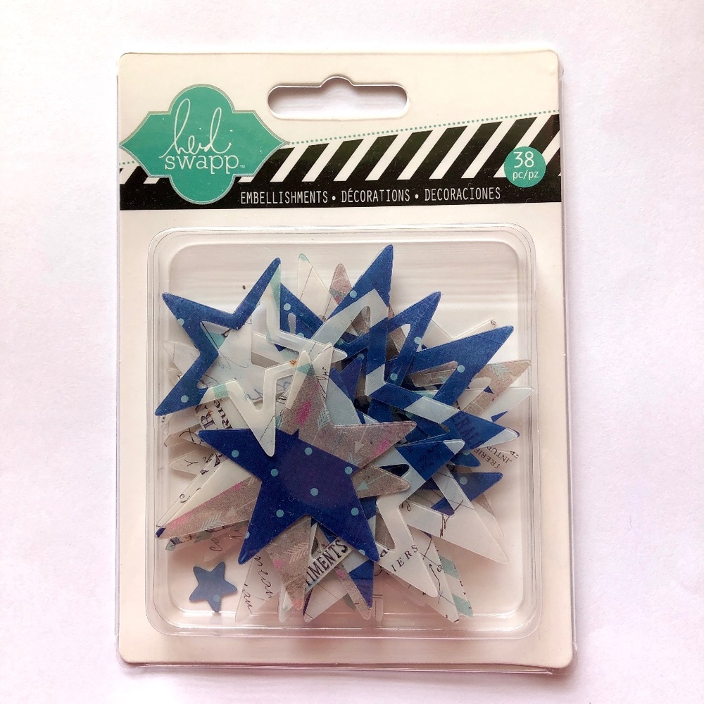 HEIDI SWAPP Stars 38pc Hello Today Acrylic Embellishments for Crafts, Scrapbook
